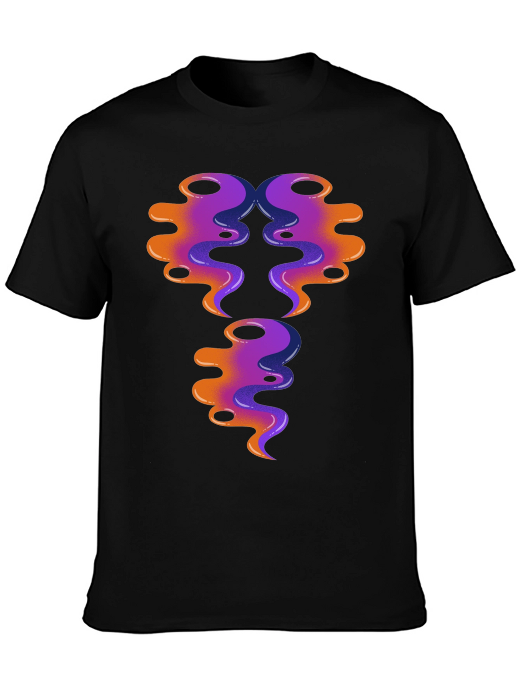 Abstract Swirl Design Graphic Tee - Black Cotton