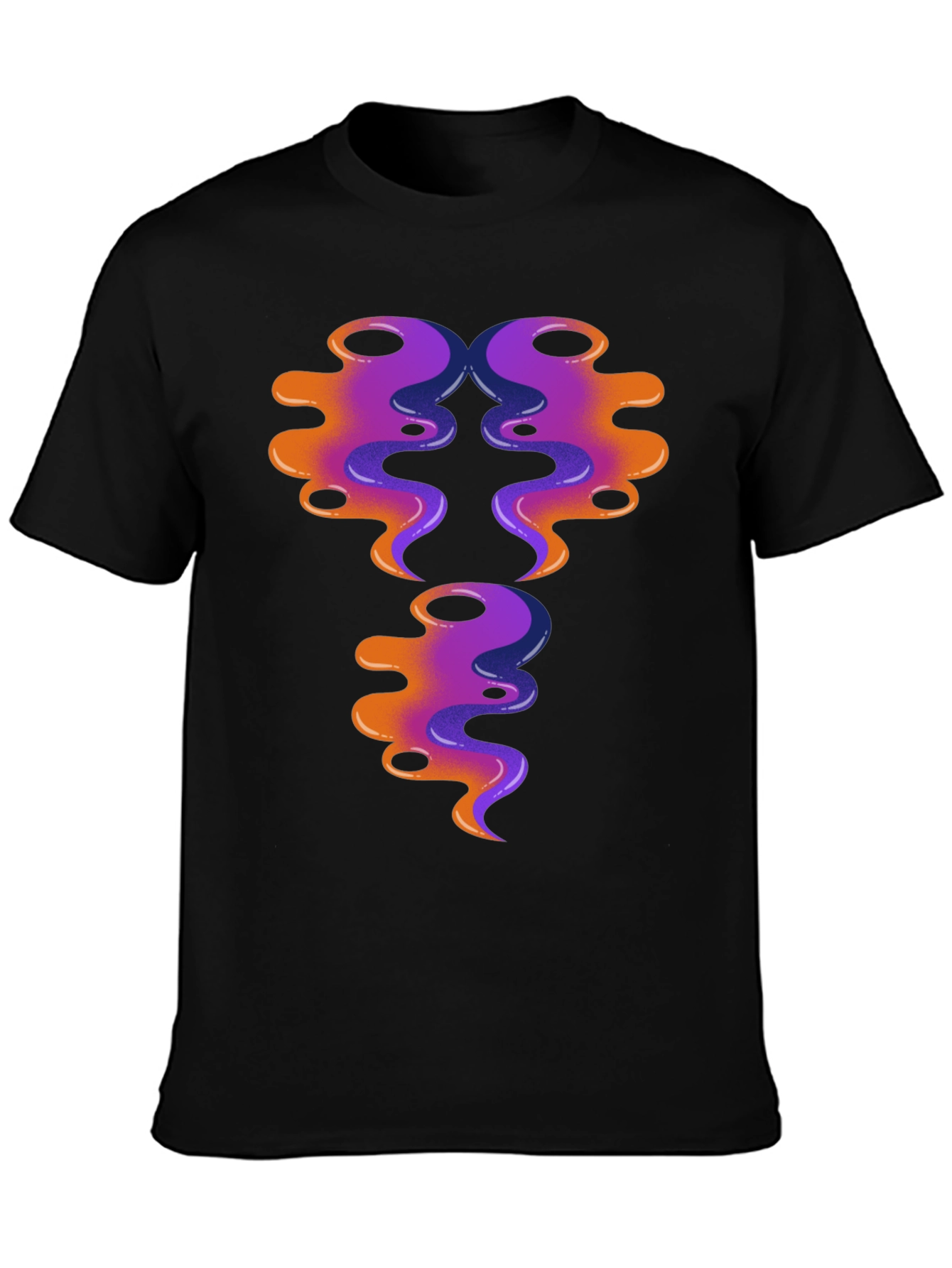 Abstract Swirl Design Graphic Tee - Black Cotton