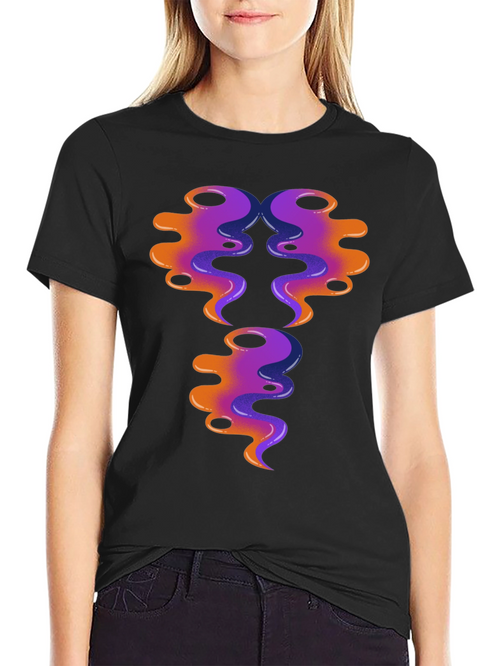 Abstract Swirl Design Graphic Tee - Black Cotton