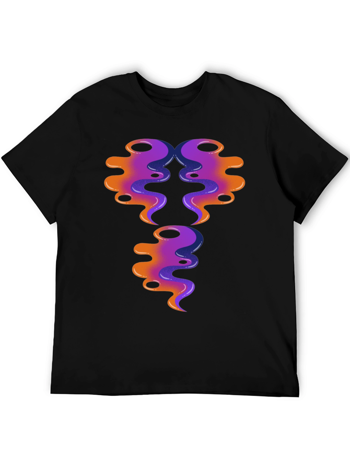 Abstract Swirl Design Graphic Tee - Black Cotton