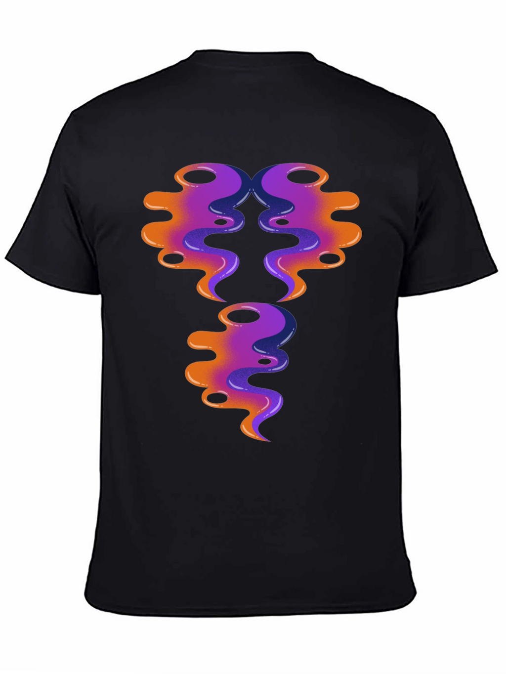 Abstract Swirl Design Graphic Tee - Black Cotton