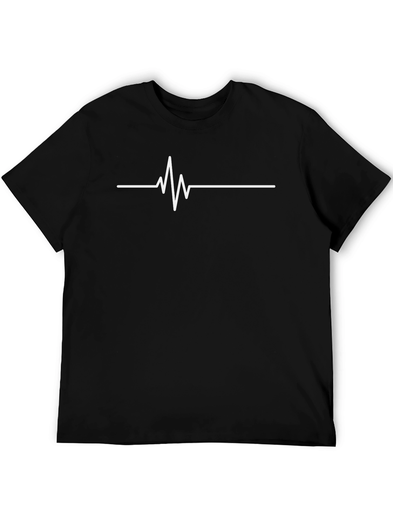 Heartbeat Line Graphic Tee - Black Cotton Comfort