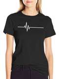 Heartbeat Line Graphic Tee - Black Cotton Comfort