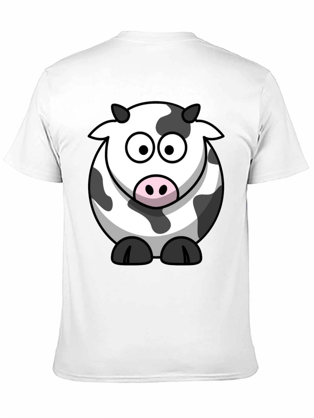 Cartoon Cow Graphic Tee - Black Cotton T-Shirt