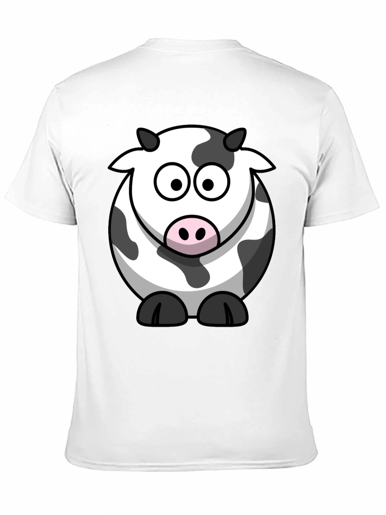 Cartoon Cow Graphic Tee - Black Cotton T-Shirt