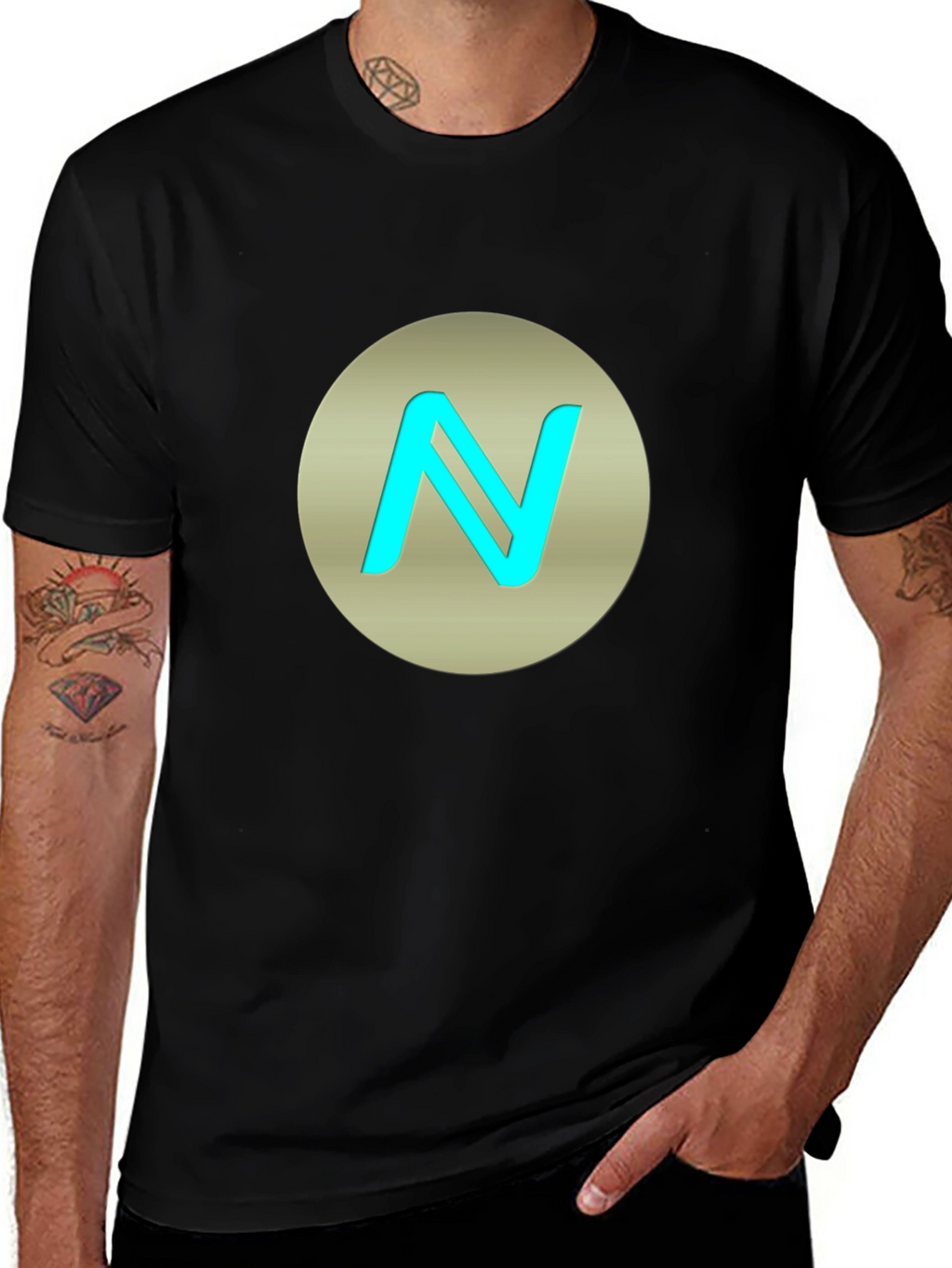 Stylish Black T-Shirt with N Logo Graphic