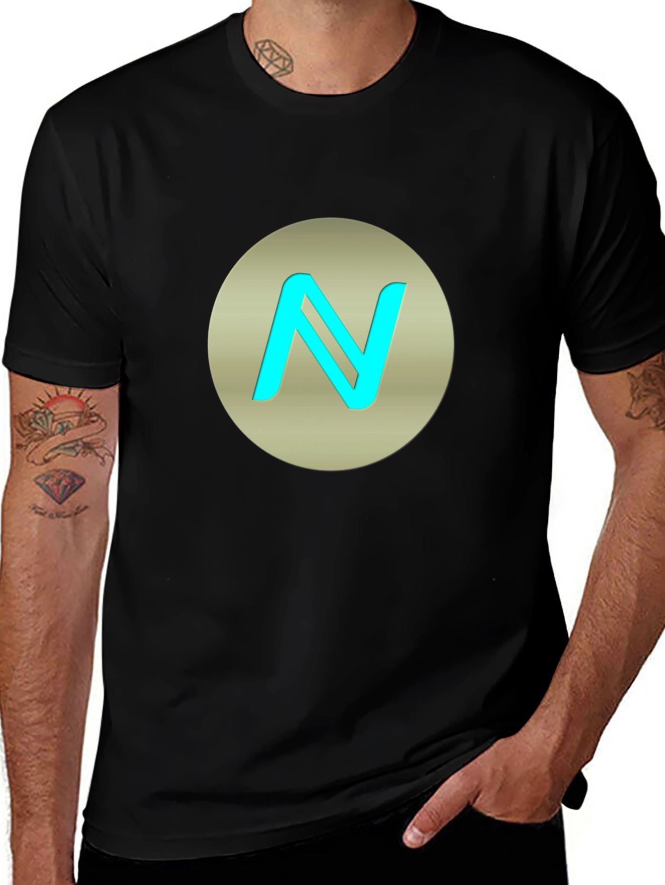 Stylish Black T-Shirt with N Logo Graphic