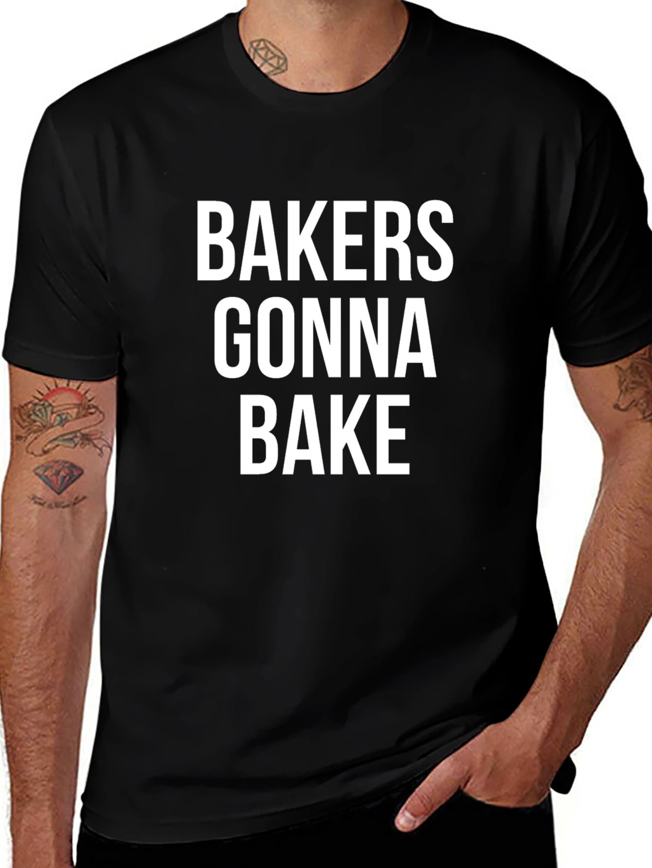 Bakers Gonna Bake Graphic Tee - Black Crew Neck Shirt