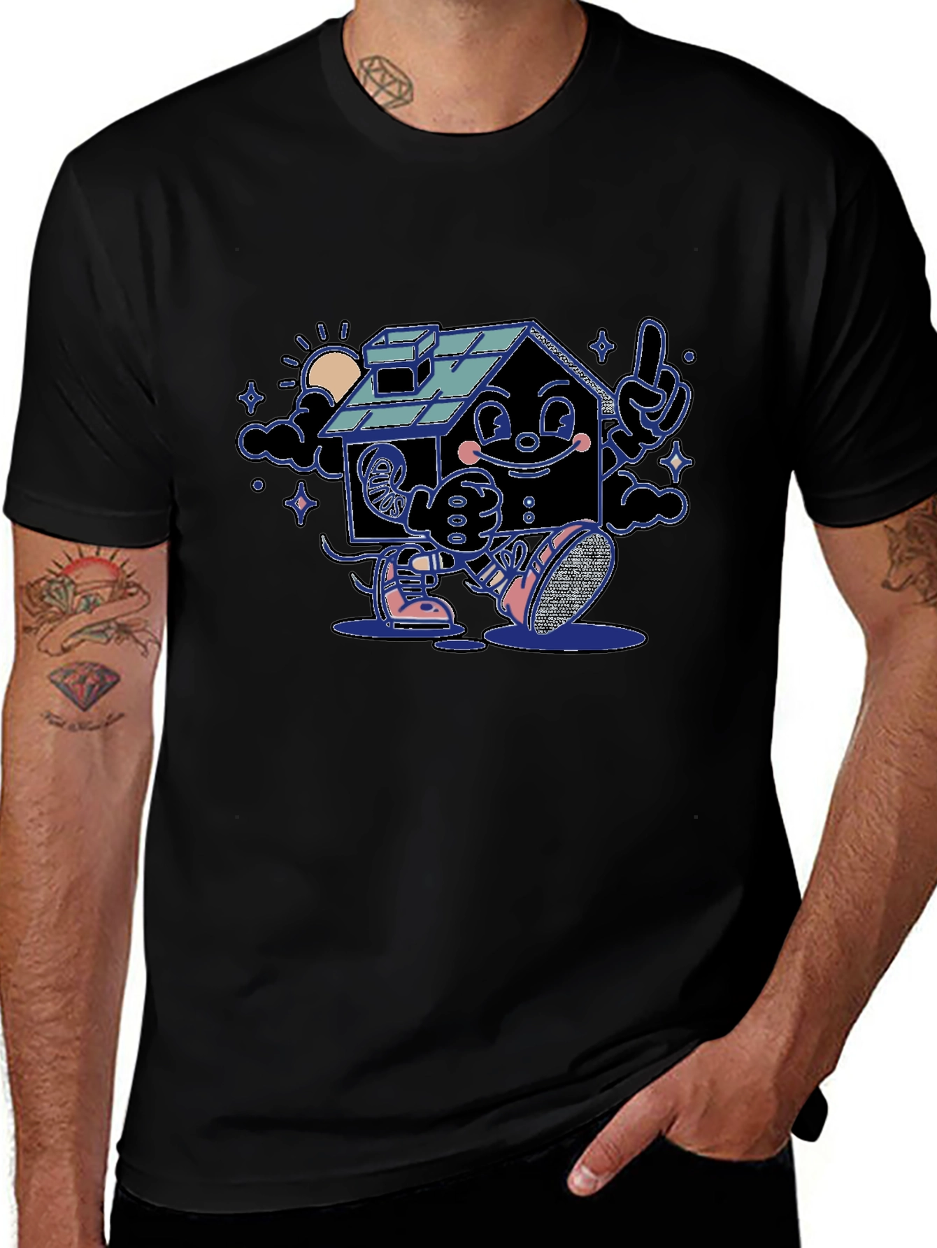 Cartoon House Graphic T-Shirt