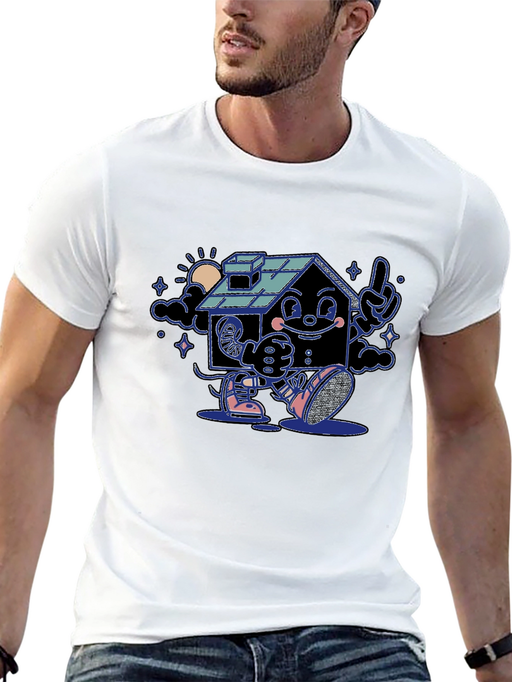 Cartoon House Graphic T-Shirt