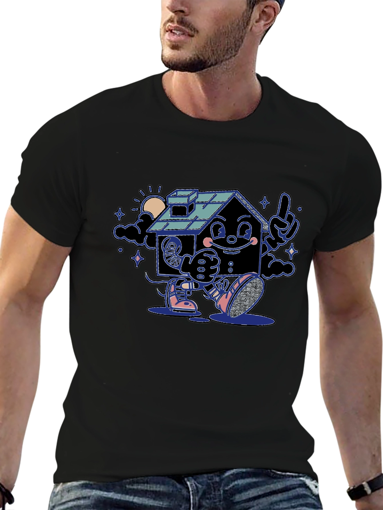 Cartoon House Graphic T-Shirt