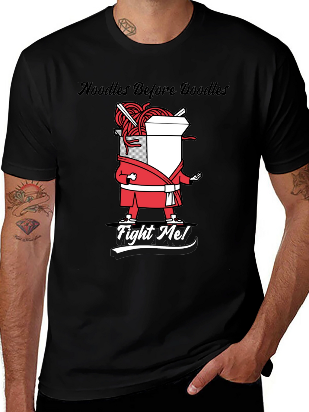 Noodles Before Doodles Funny Graphic T-Shirt