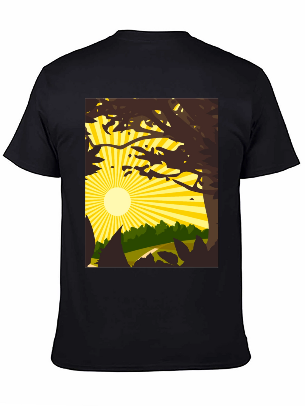 Nature Scene Graphic Tee - Black
