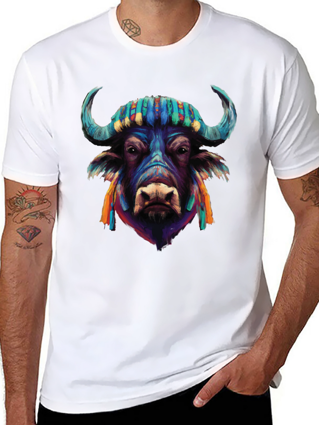 Vibrant Buffalo Graphic Tee - Stylish Mens T-Shirt