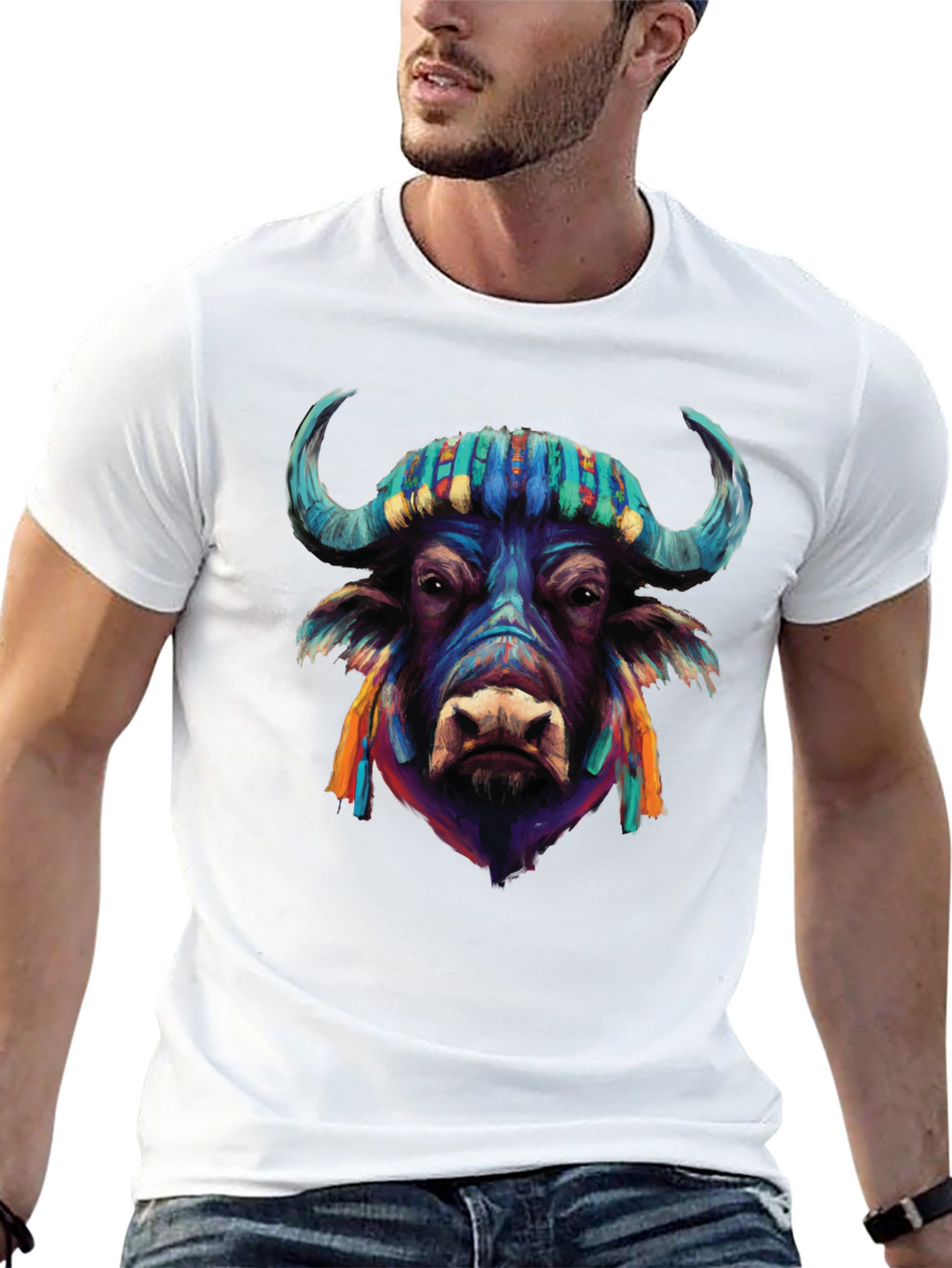 Vibrant Buffalo Graphic Tee - Stylish Mens T-Shirt