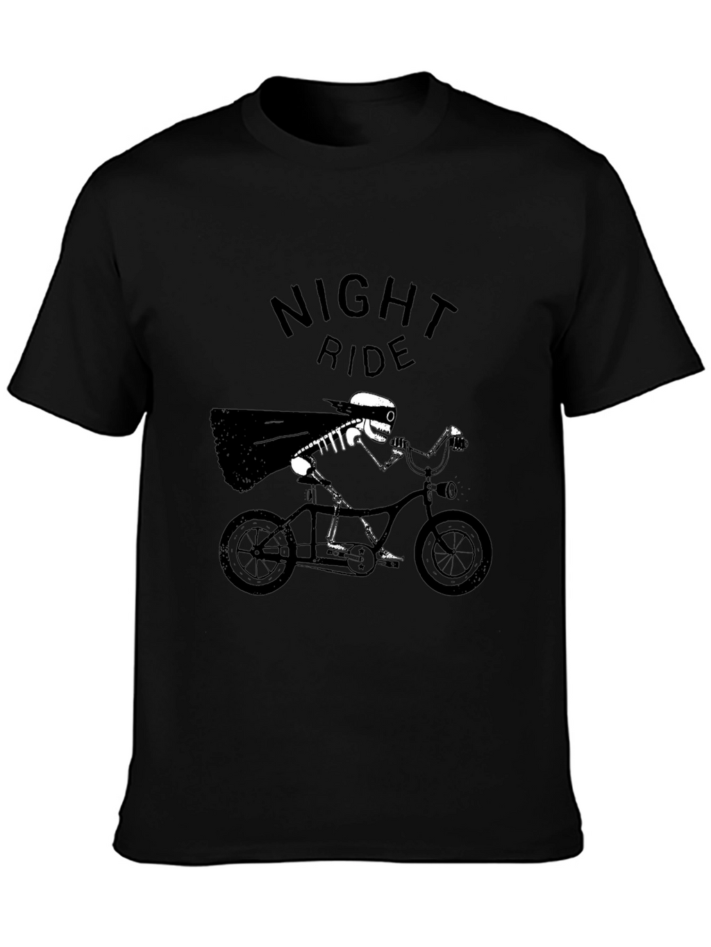Night Ride Skeleton T-Shirt - Black Graphic Tee