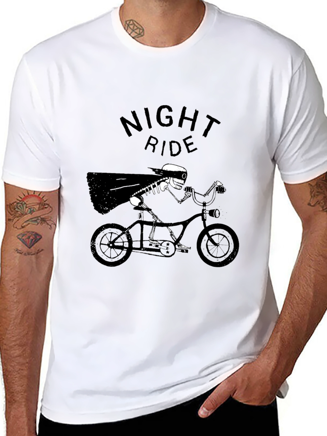 Night Ride Skeleton T-Shirt - Black Graphic Tee