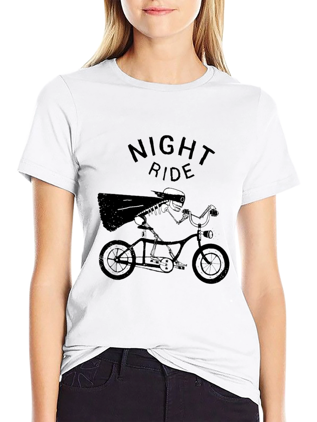 Night Ride Skeleton T-Shirt - Black Graphic Tee