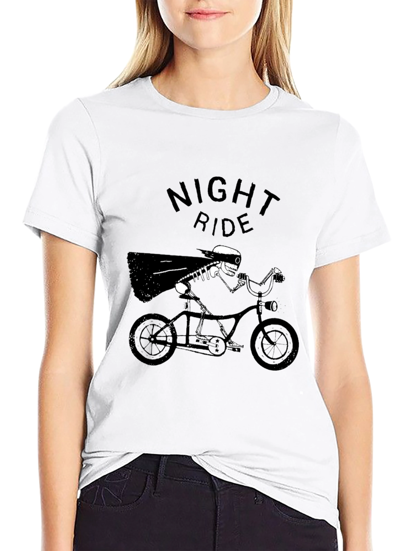 Night Ride Skeleton T-Shirt - Black Graphic Tee