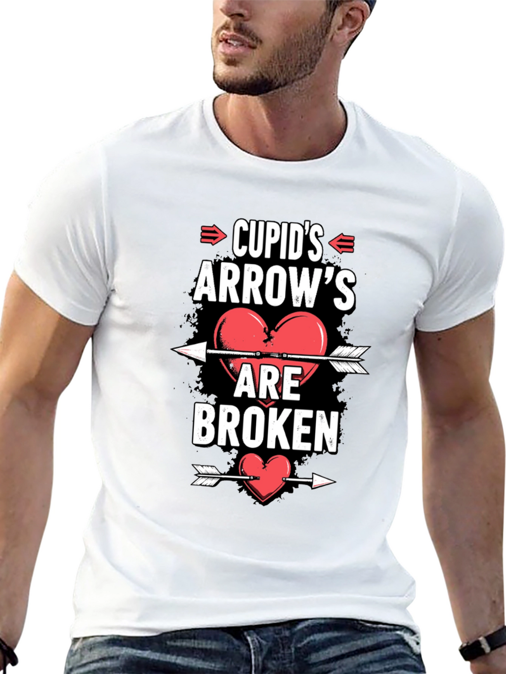 Cupids Arrows Broken Heart Graphic Tee