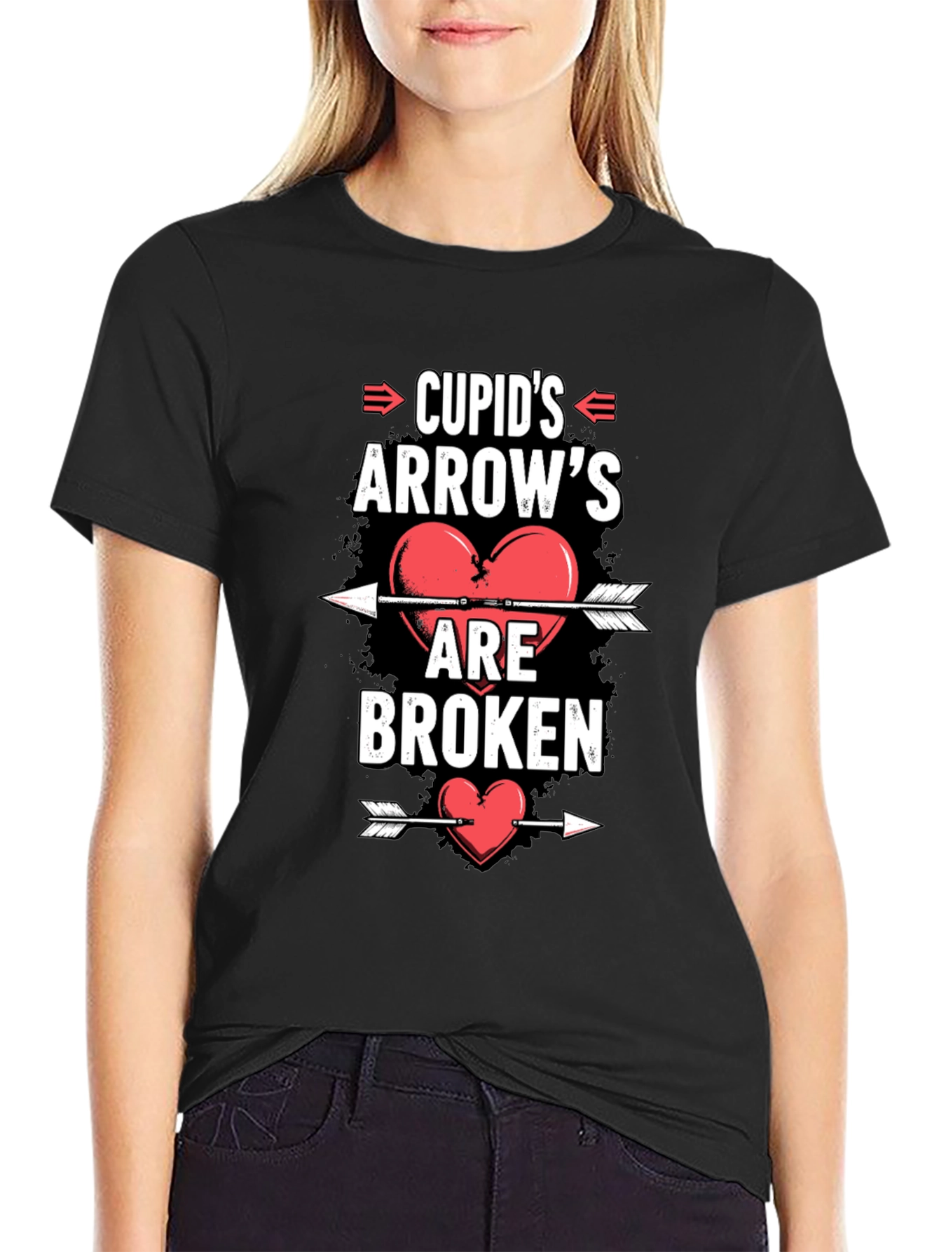 Cupids Arrows Broken Heart Graphic Tee