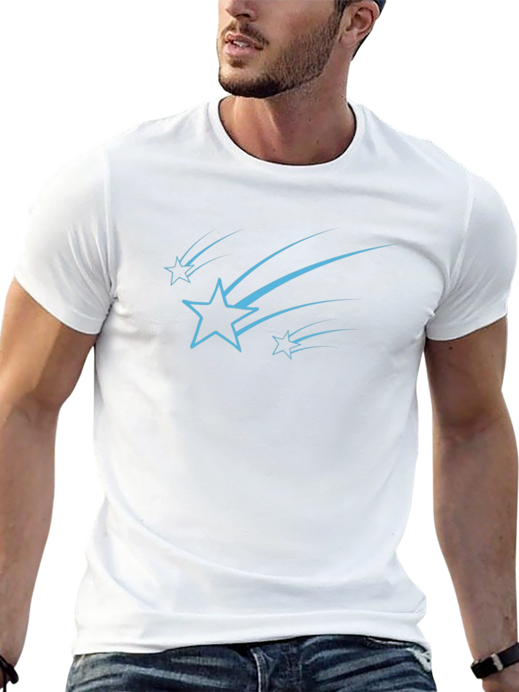 Stylish Black Tee with Starry Design