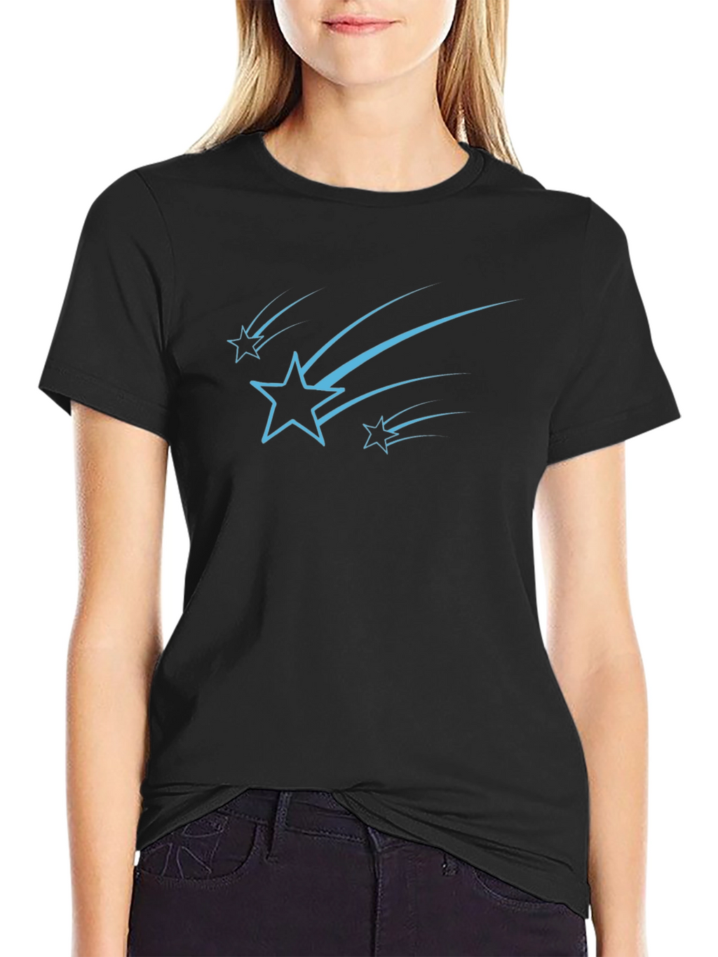 Stylish Black Tee with Starry Design