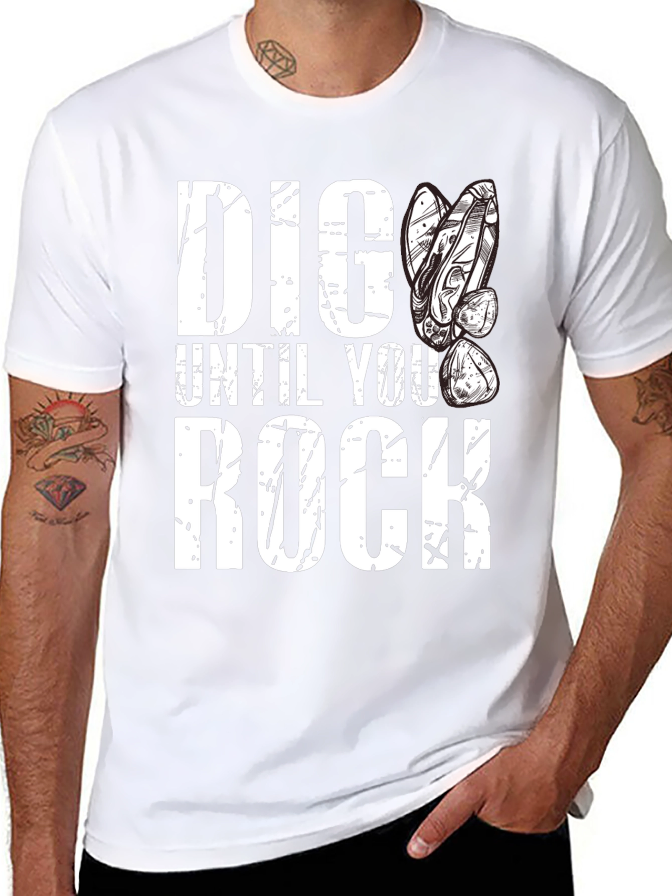 Dig Until You Rock Mens Black T-Shirt