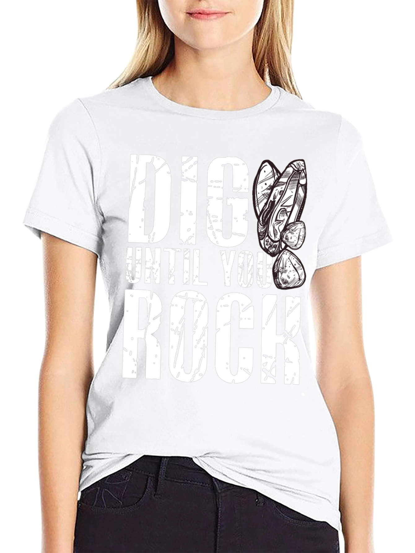 Dig Until You Rock Mens Black T-Shirt