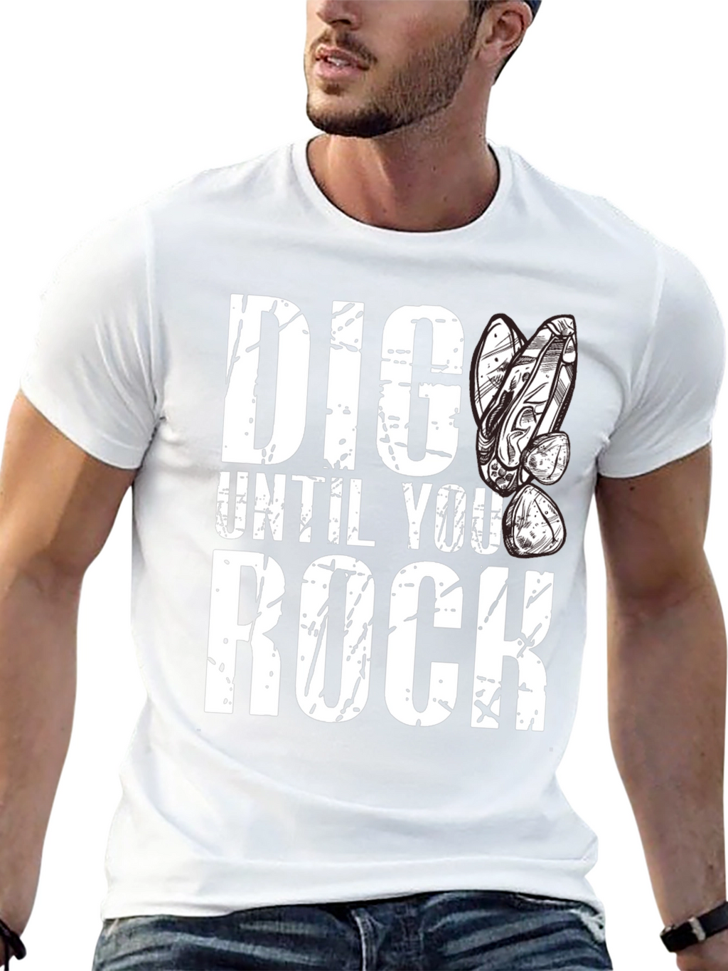 Dig Until You Rock Mens Black T-Shirt