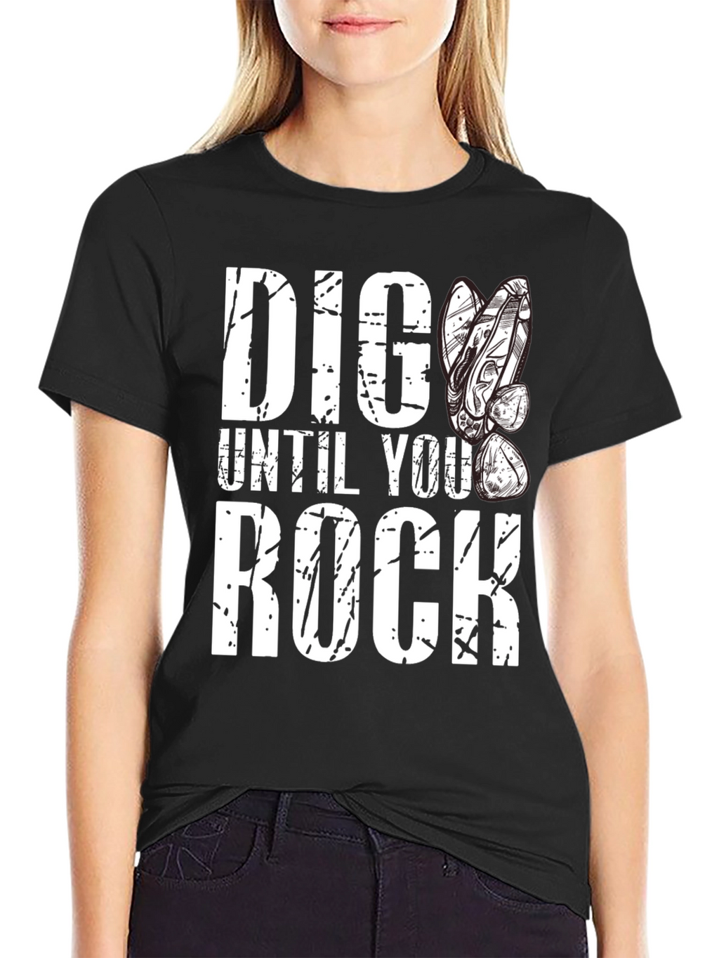 Dig Until You Rock Mens Black T-Shirt