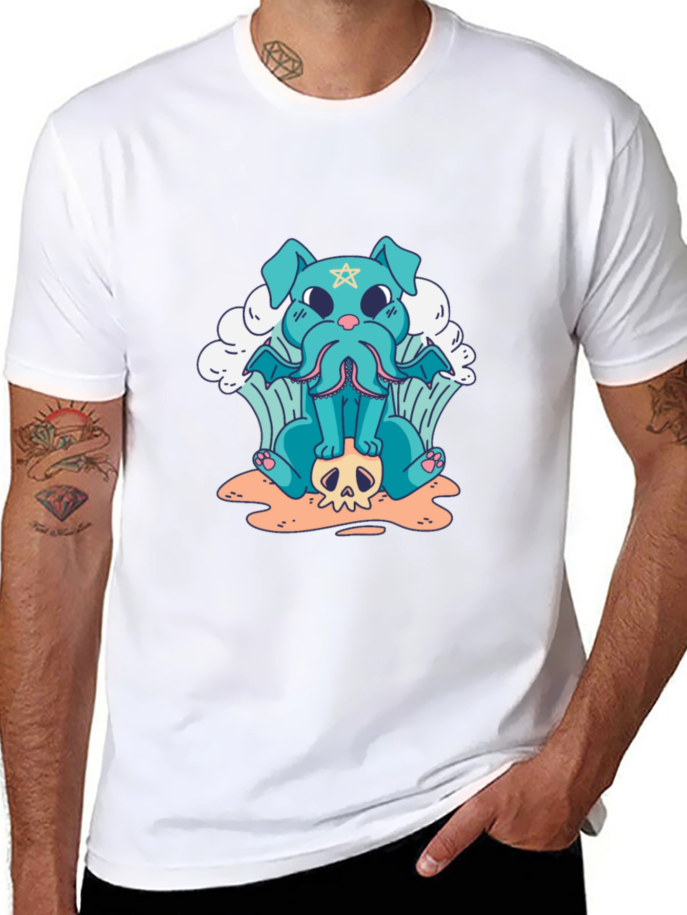Cthulhu Dog Graphic Black T-Shirt