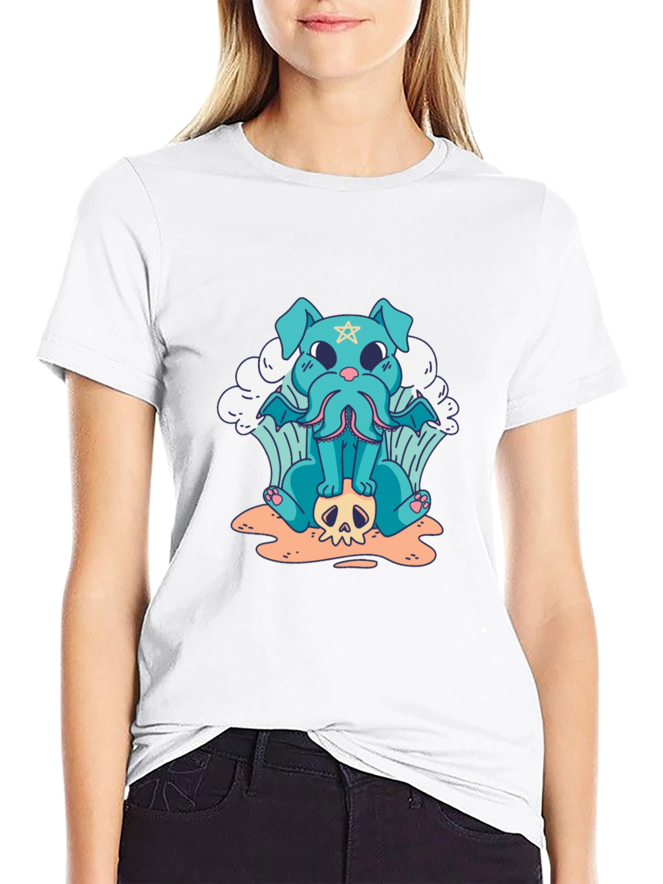 Cthulhu Dog Graphic Black T-Shirt