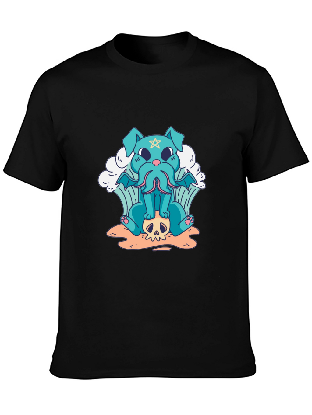 Cthulhu Dog Graphic Black T-Shirt