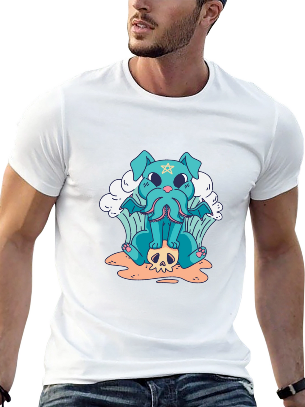 Cthulhu Dog Graphic Black T-Shirt