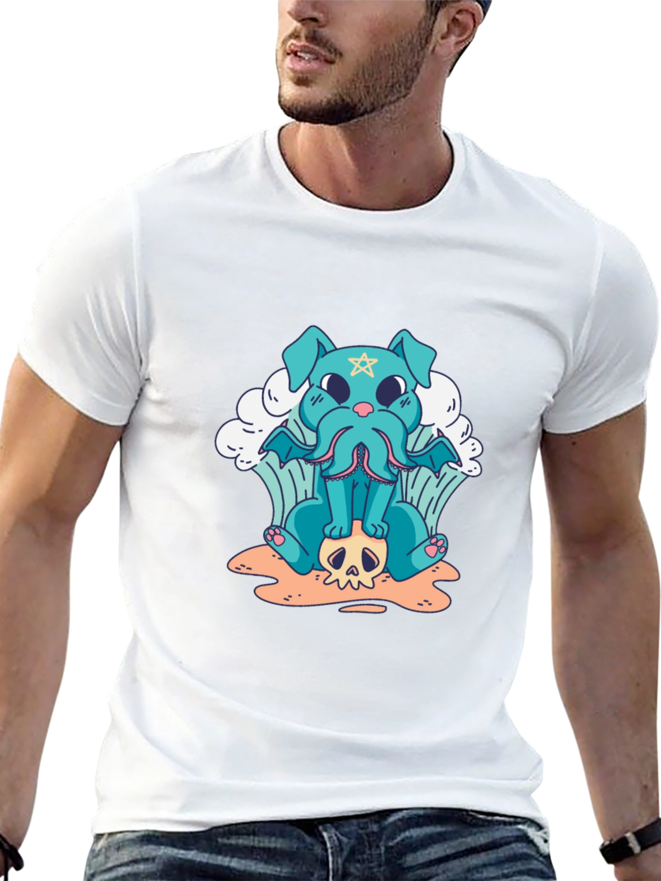 Cthulhu Dog Graphic Black T-Shirt
