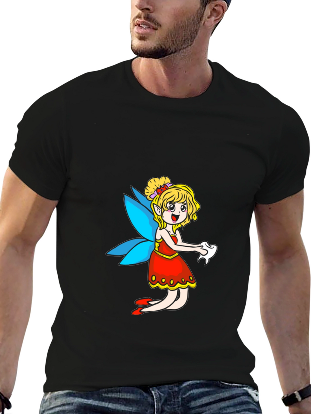 Fairy Cartoon Black T-Shirt