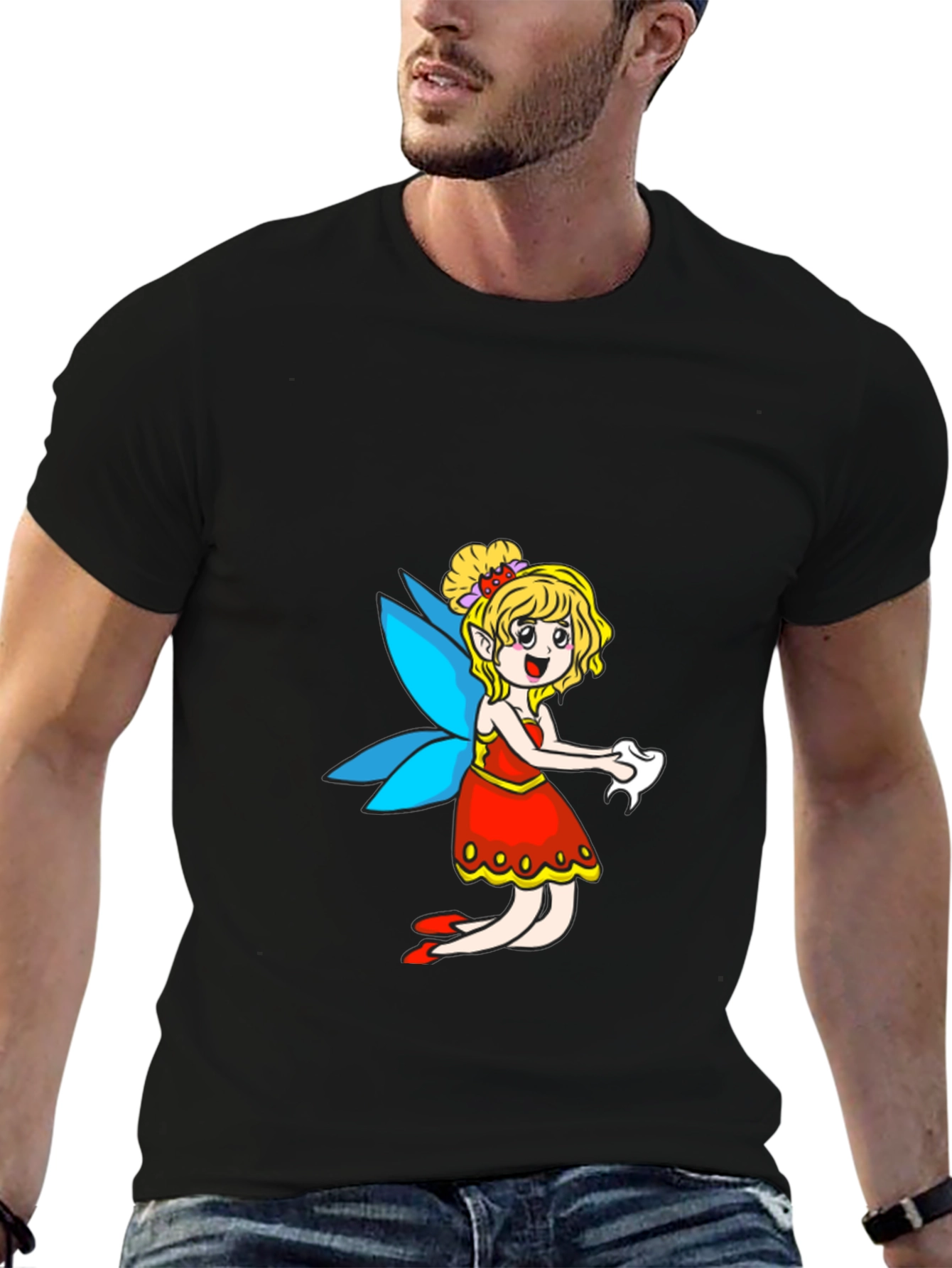 Fairy Cartoon Black T-Shirt