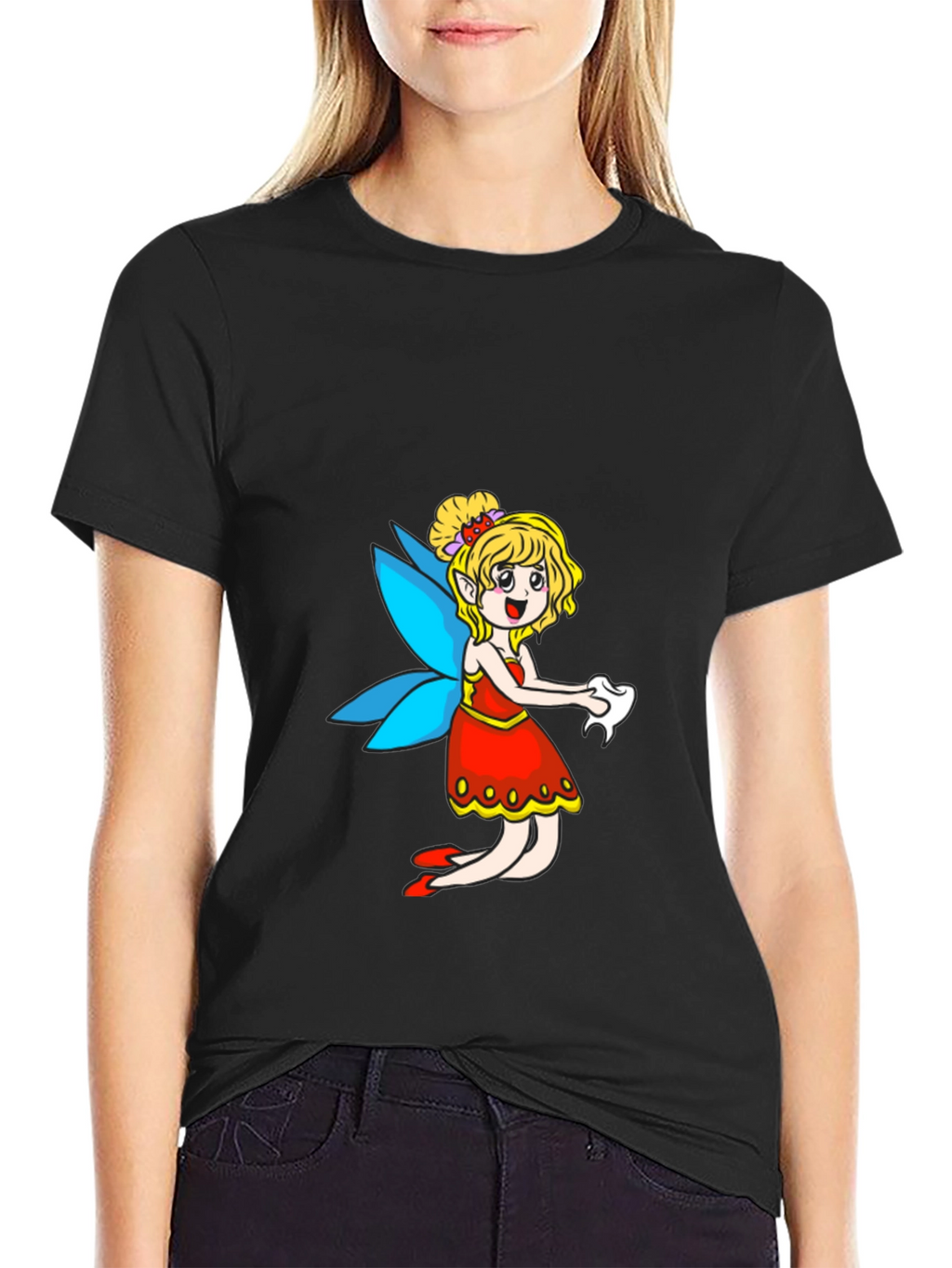 Fairy Cartoon Black T-Shirt