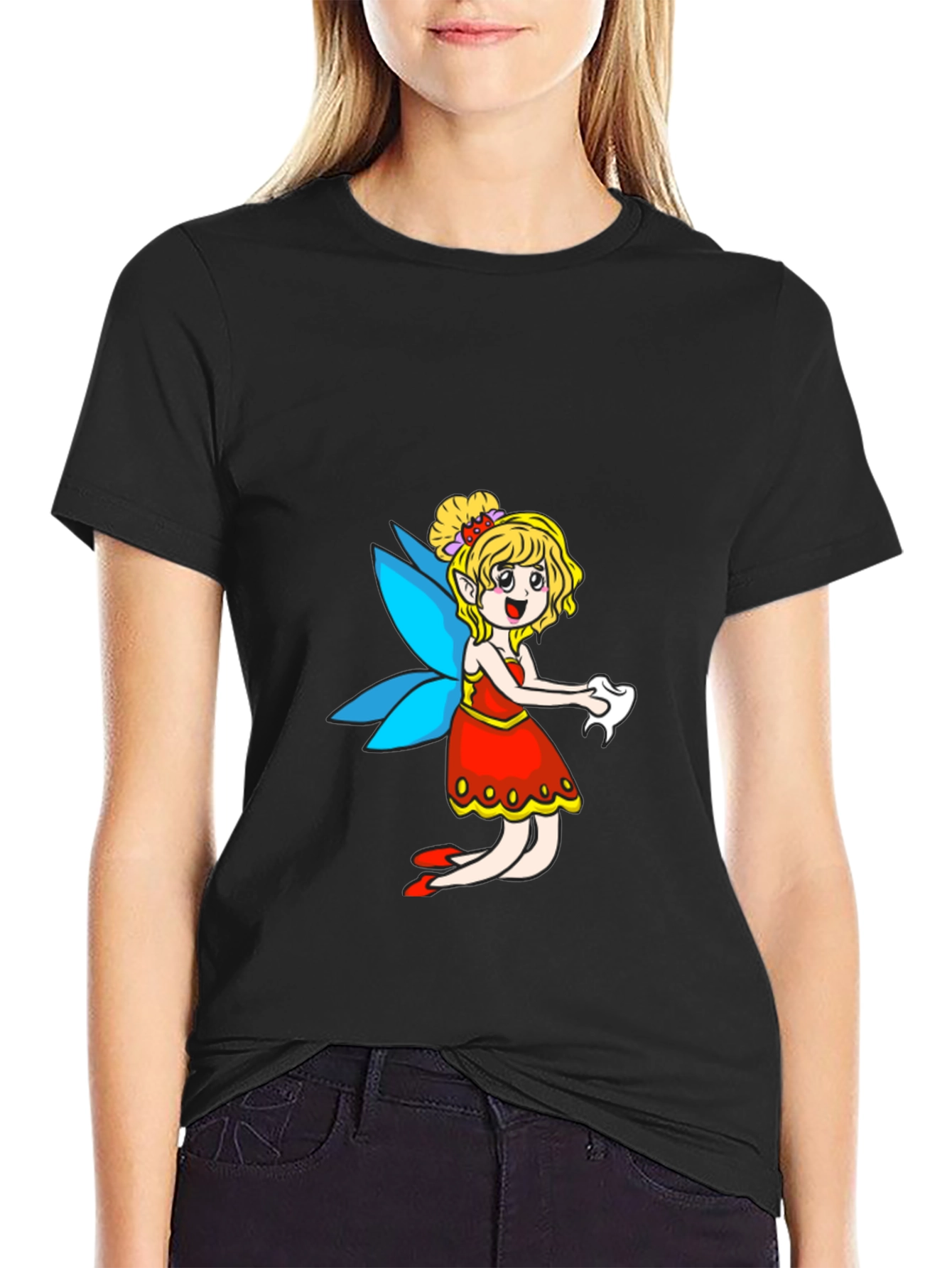 Fairy Cartoon Black T-Shirt