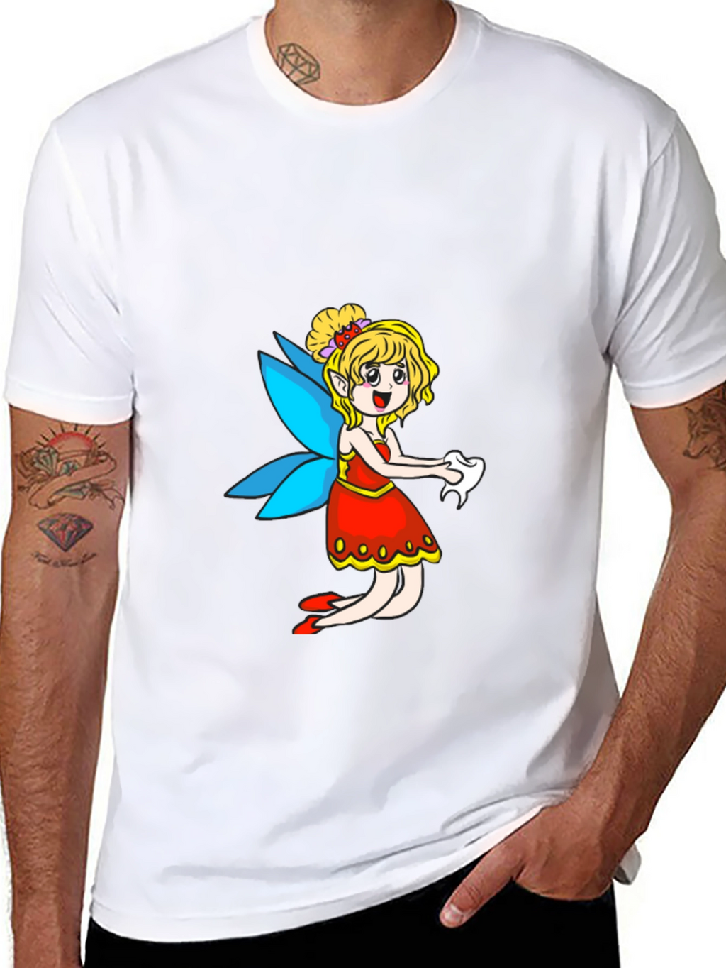 Fairy Cartoon Black T-Shirt