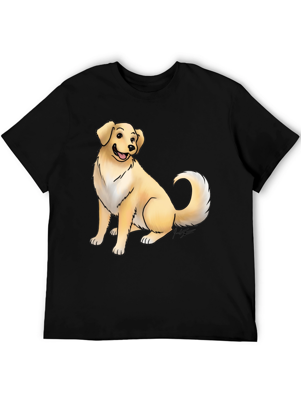 Dog Graphic Tee - Black Cotton T-Shirt