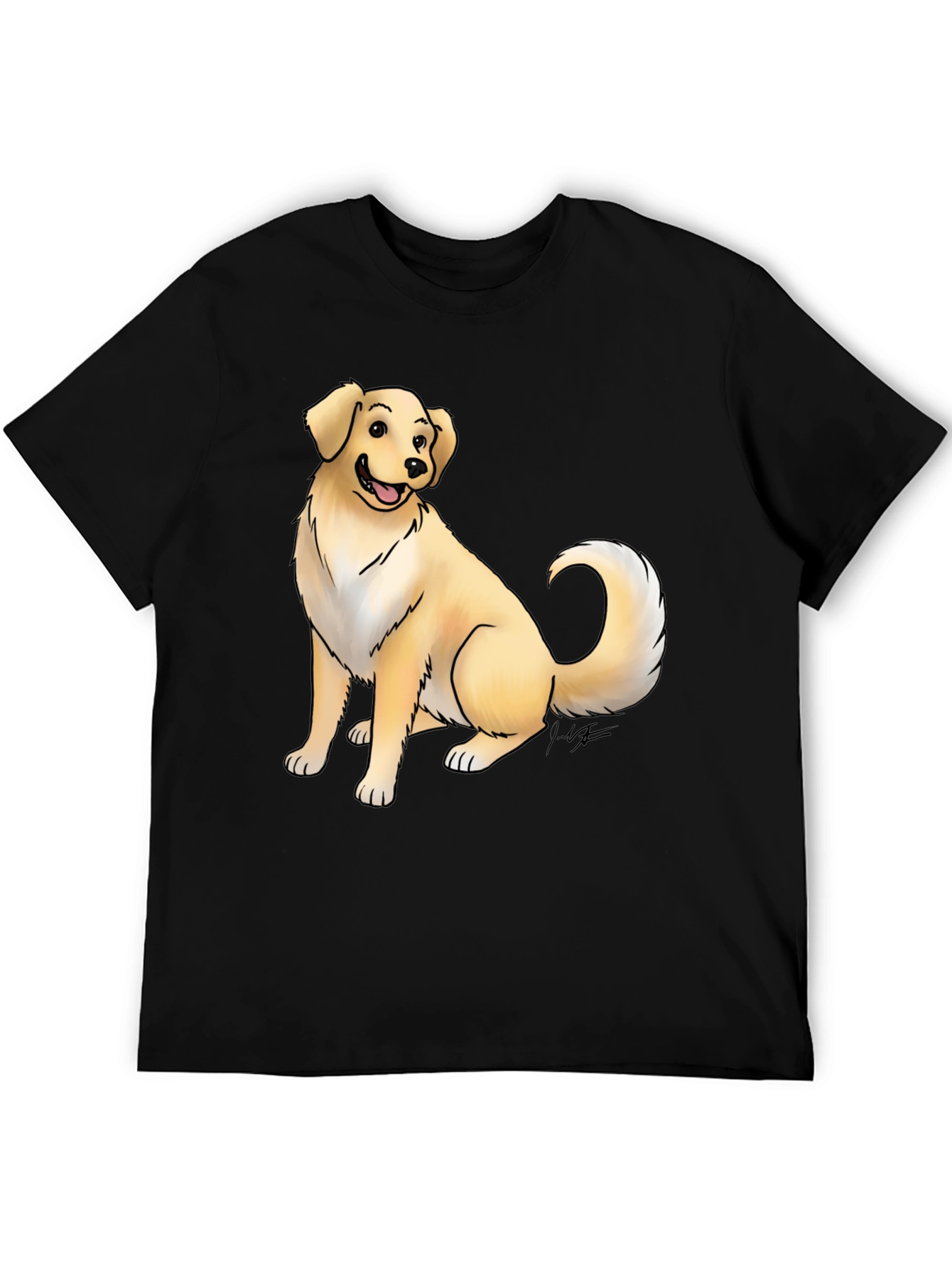 Dog Graphic Tee - Black Cotton T-Shirt