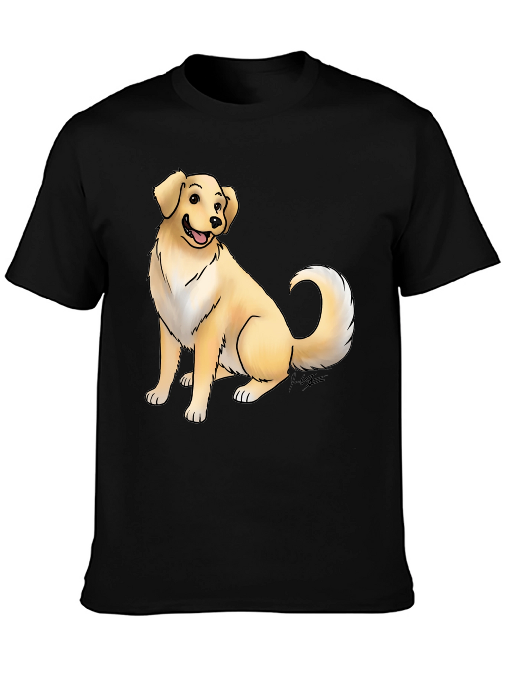 Dog Graphic Tee - Black Cotton T-Shirt