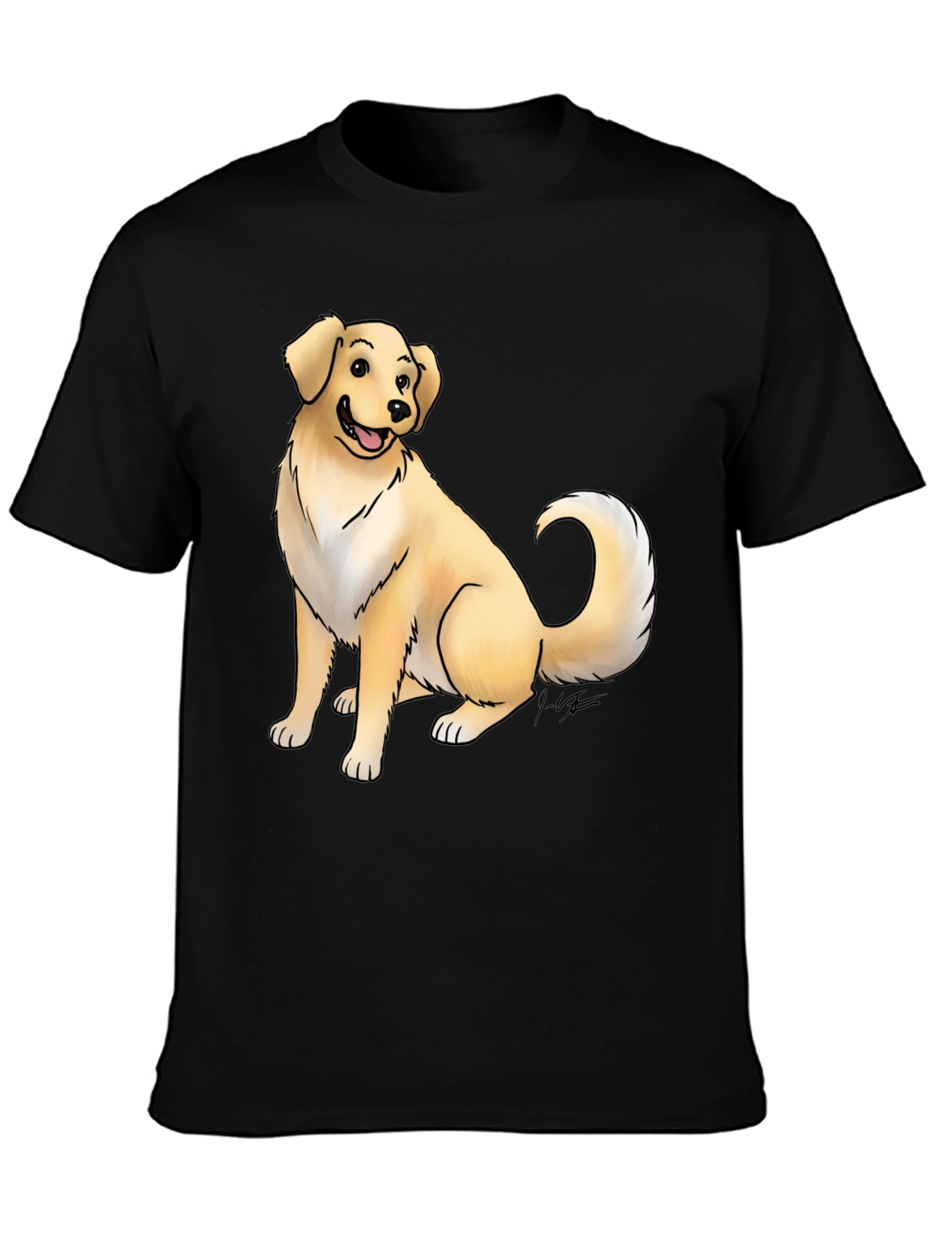 Dog Graphic Tee - Black Cotton T-Shirt