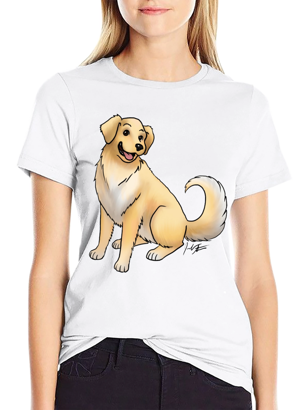 Dog Graphic Tee - Black Cotton T-Shirt
