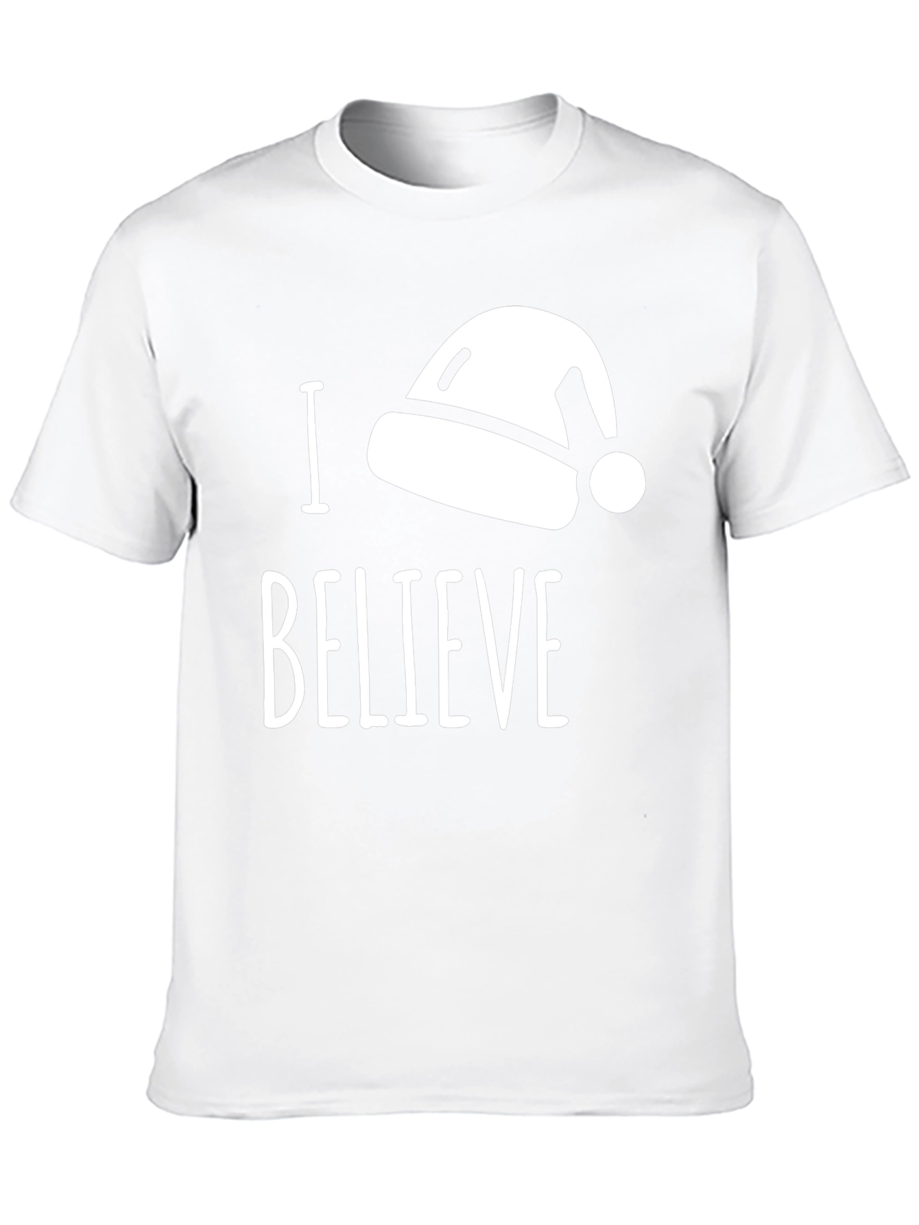 I Believe Santa Hat T-Shirt Black Cotton