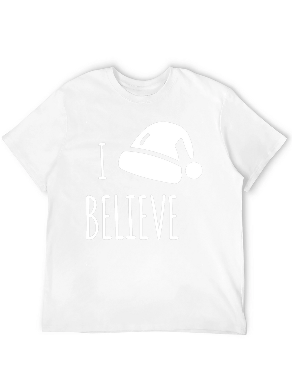 I Believe Santa Hat T-Shirt Black Cotton