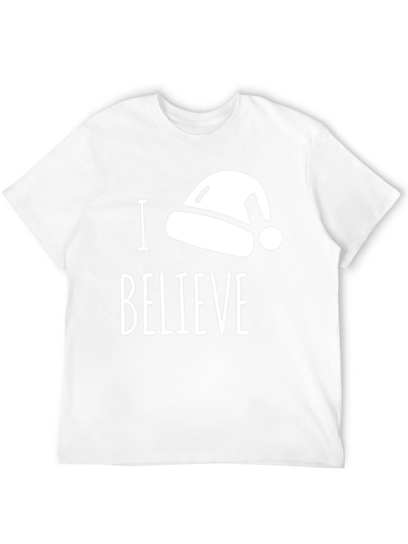I Believe Santa Hat T-Shirt Black Cotton