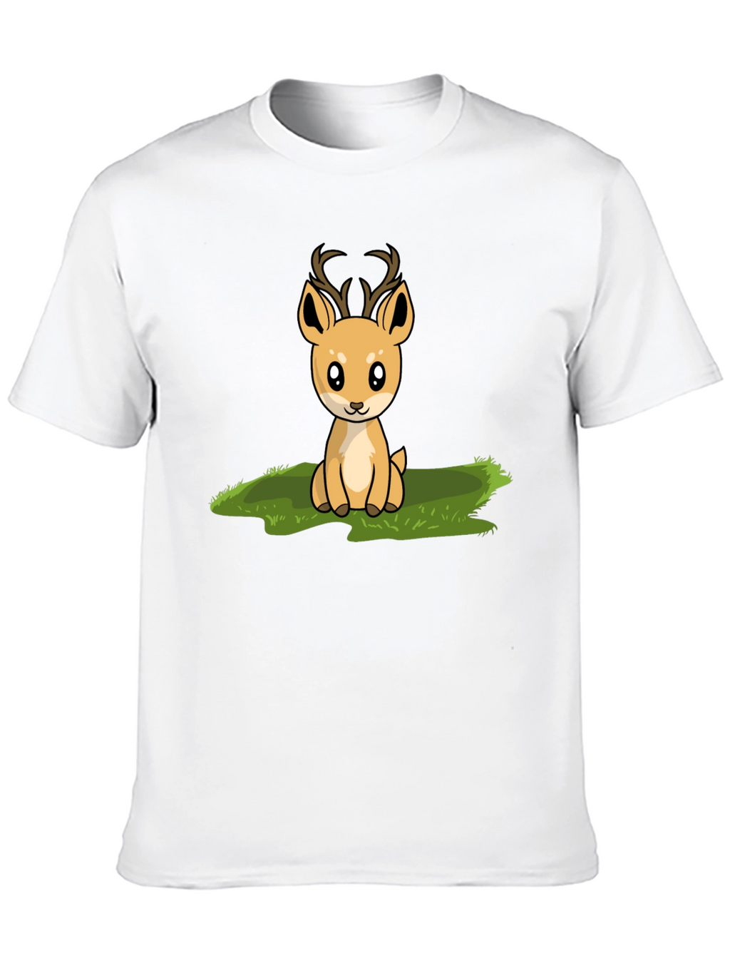 Cute Deer Graphic Print Black T-Shirt